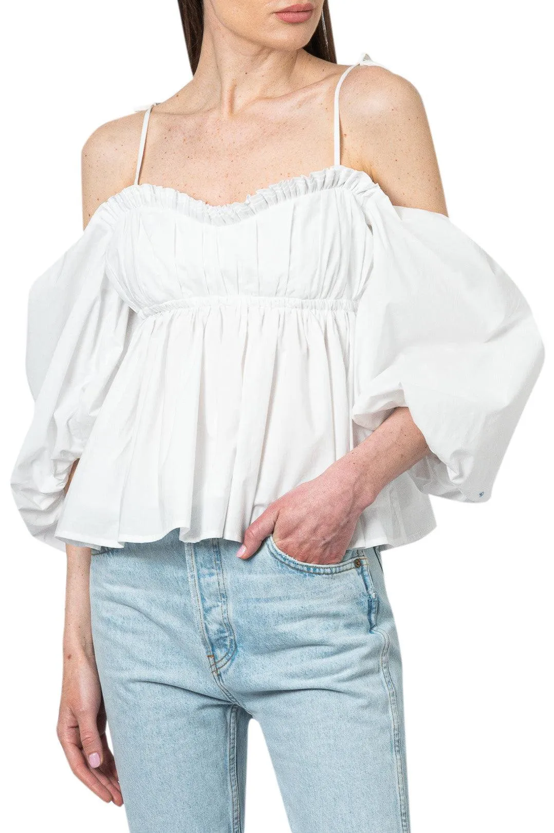 Off-shoulder blouse with ruffle detail