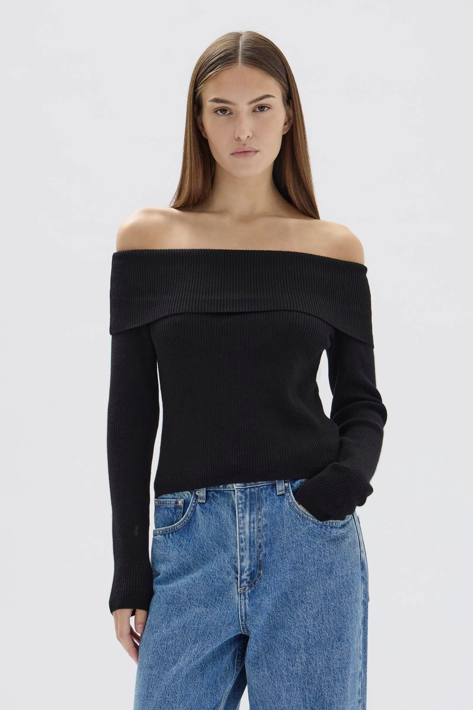 Off-Shoulder Merino Wool Top