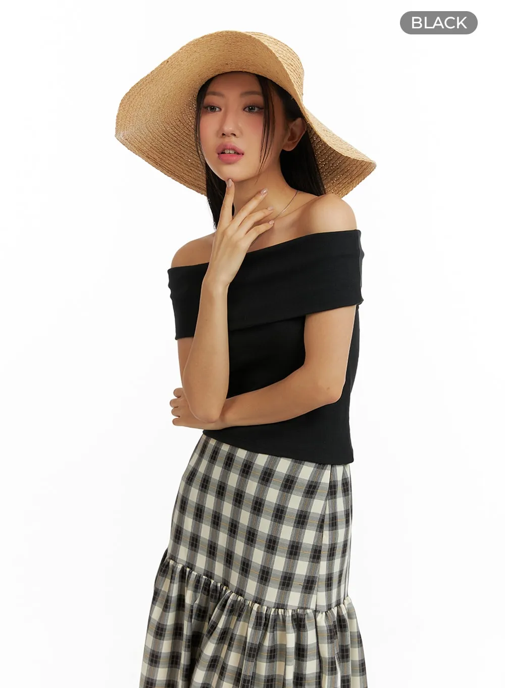 Off-Shoulder Short Sleeve Top - IM404