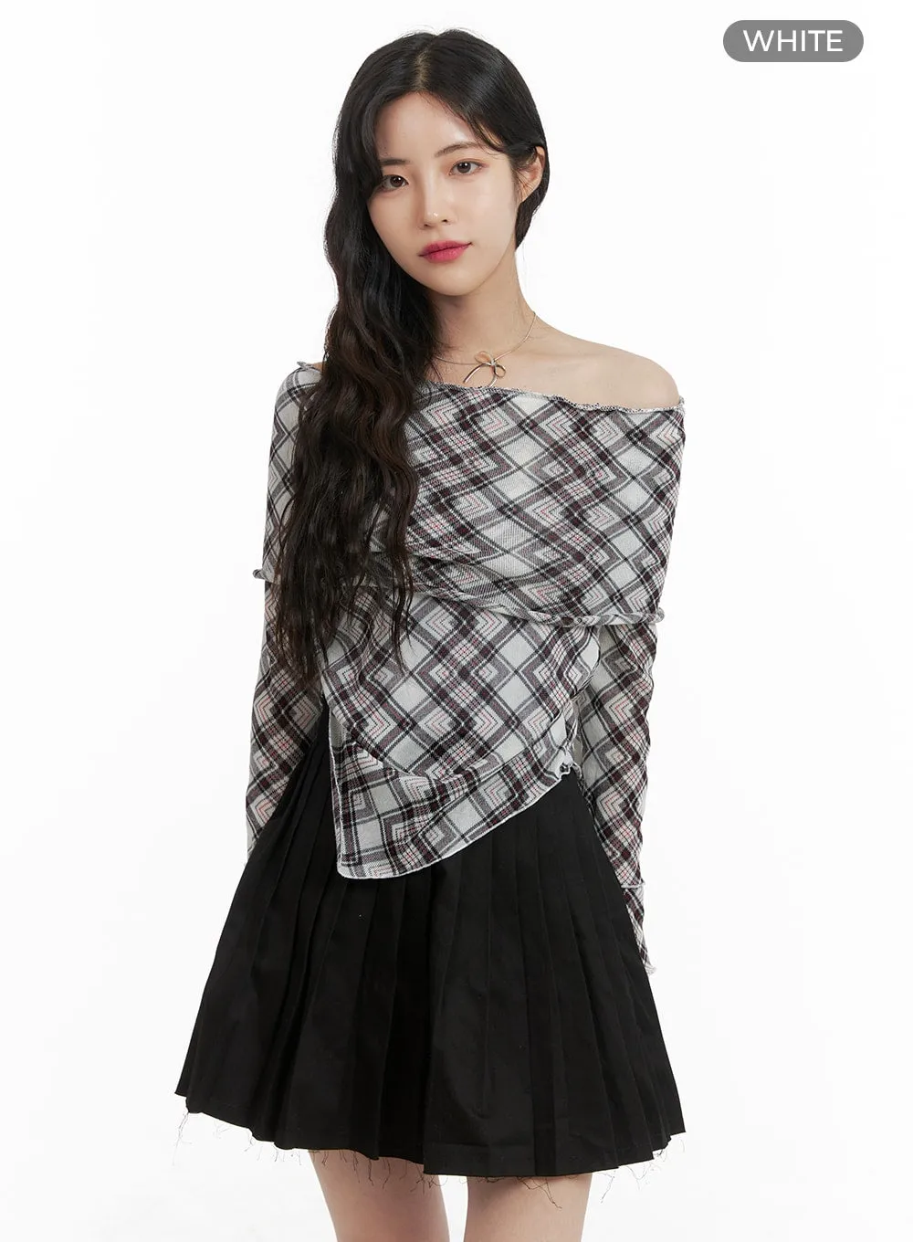 Off-Shoulder Top | Checked Print | OM422