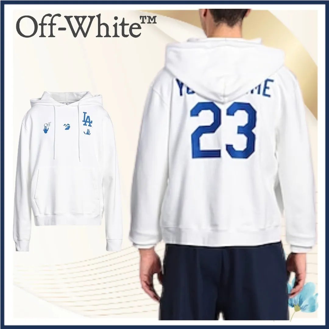 Off-White Sweat Street Style Long Sleeves Plain Cotton Logo Hoodies