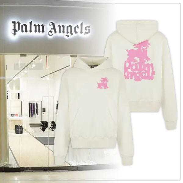 Palm Angels Long Sleeves Plain Logo Hoodies