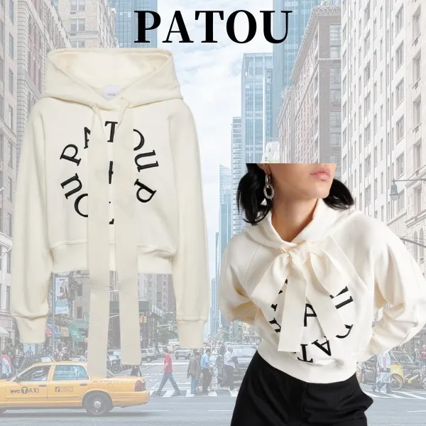 Patou Street Style Long Sleeves Plain Cotton Logo