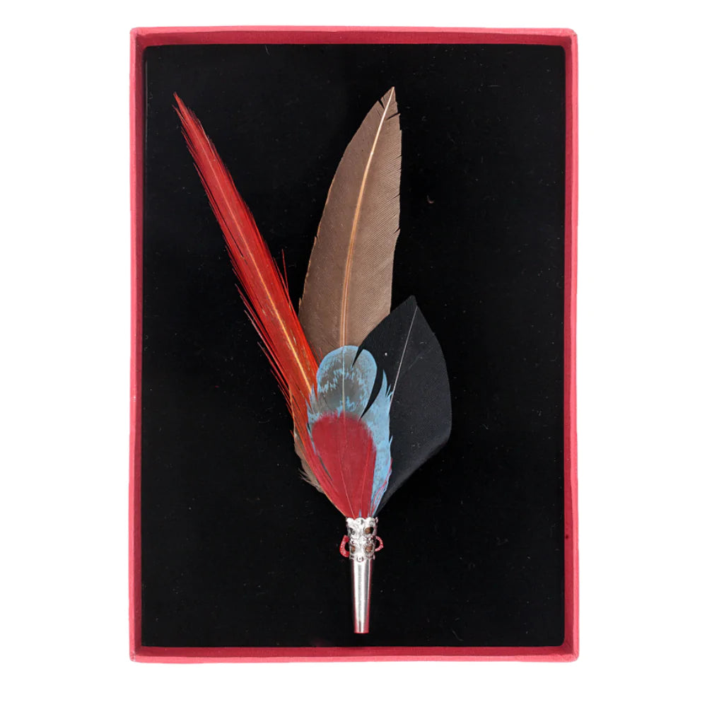 Pencil Feather Pin - Reds & Browns