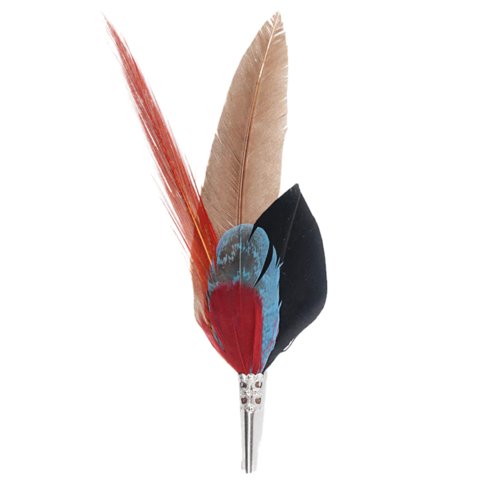 Pencil Feather Pin - Reds & Browns