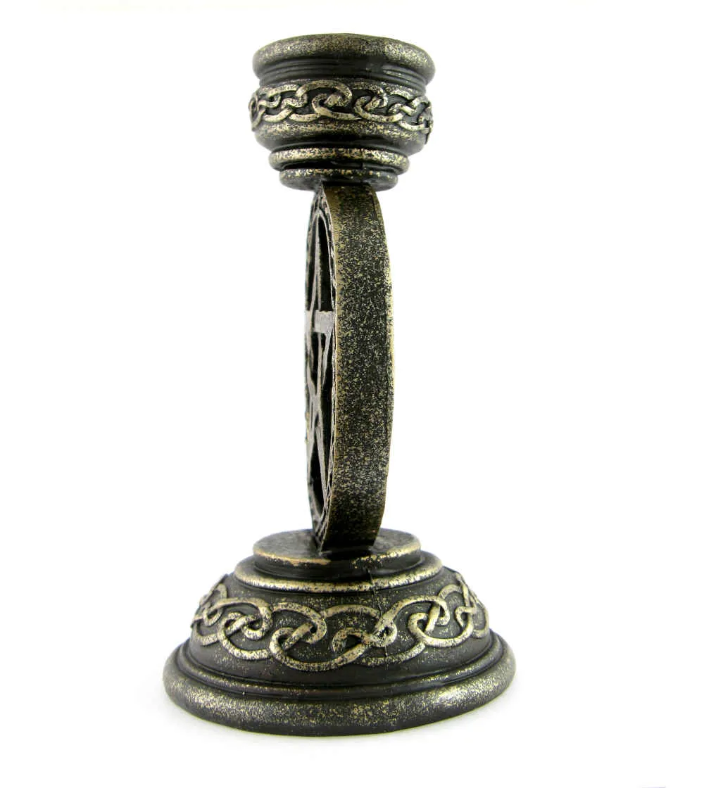 Pentacle Taper Candle Holder - Antiqued Bronze Finish for 1 Candle