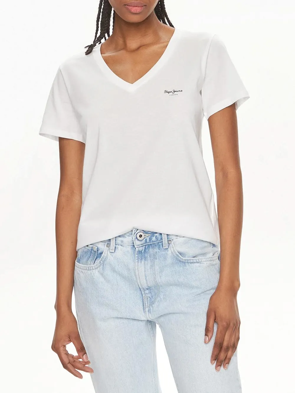 Pepe Jeans women's T-shirt Lorette V Neck Pl505826 White