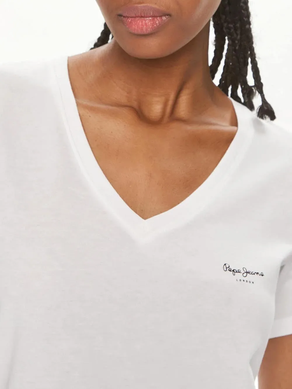 Pepe Jeans women's T-shirt Lorette V Neck Pl505826 White