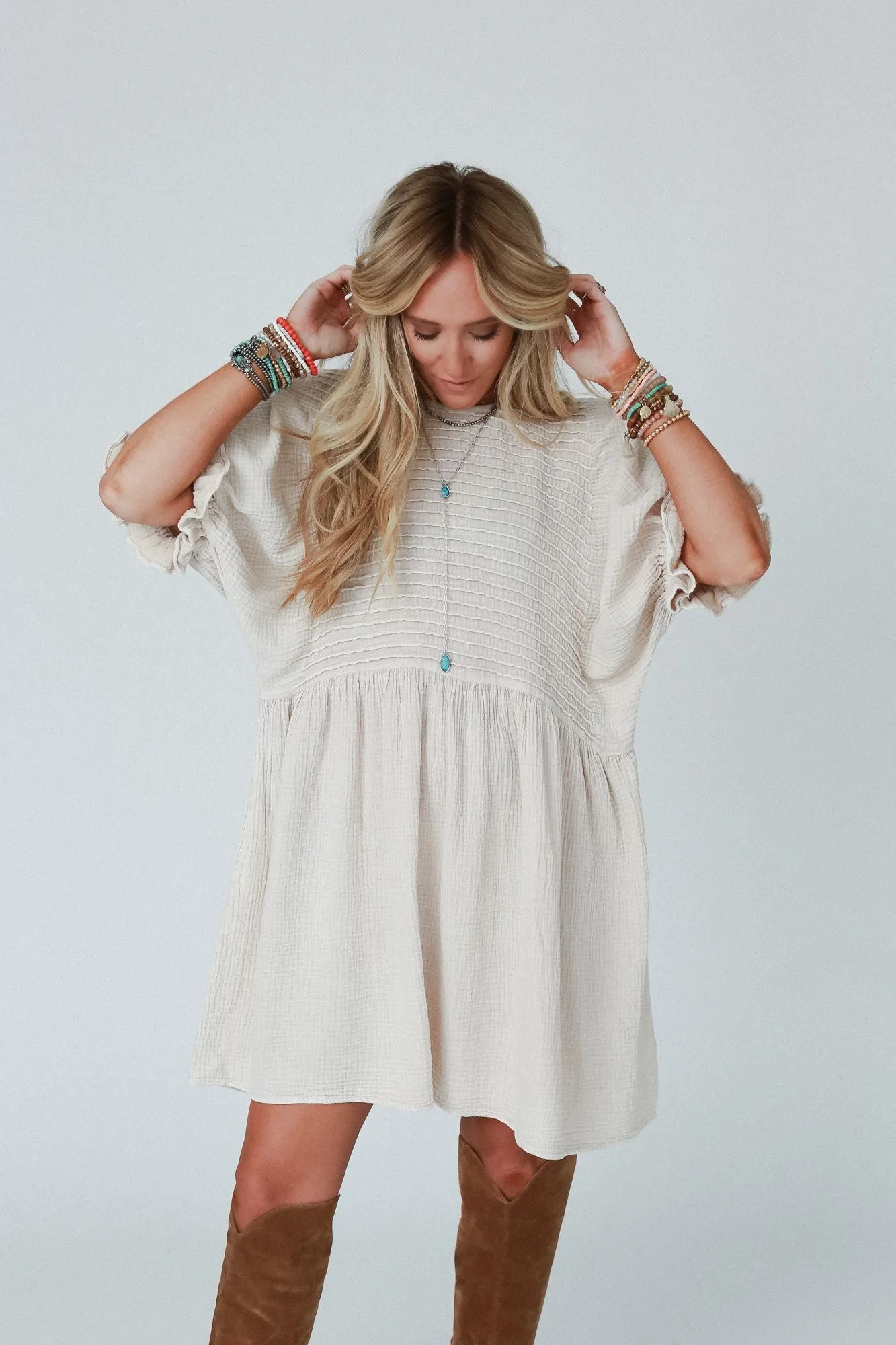 Petal Puff Smocked Dress - Natural - Buy Now.