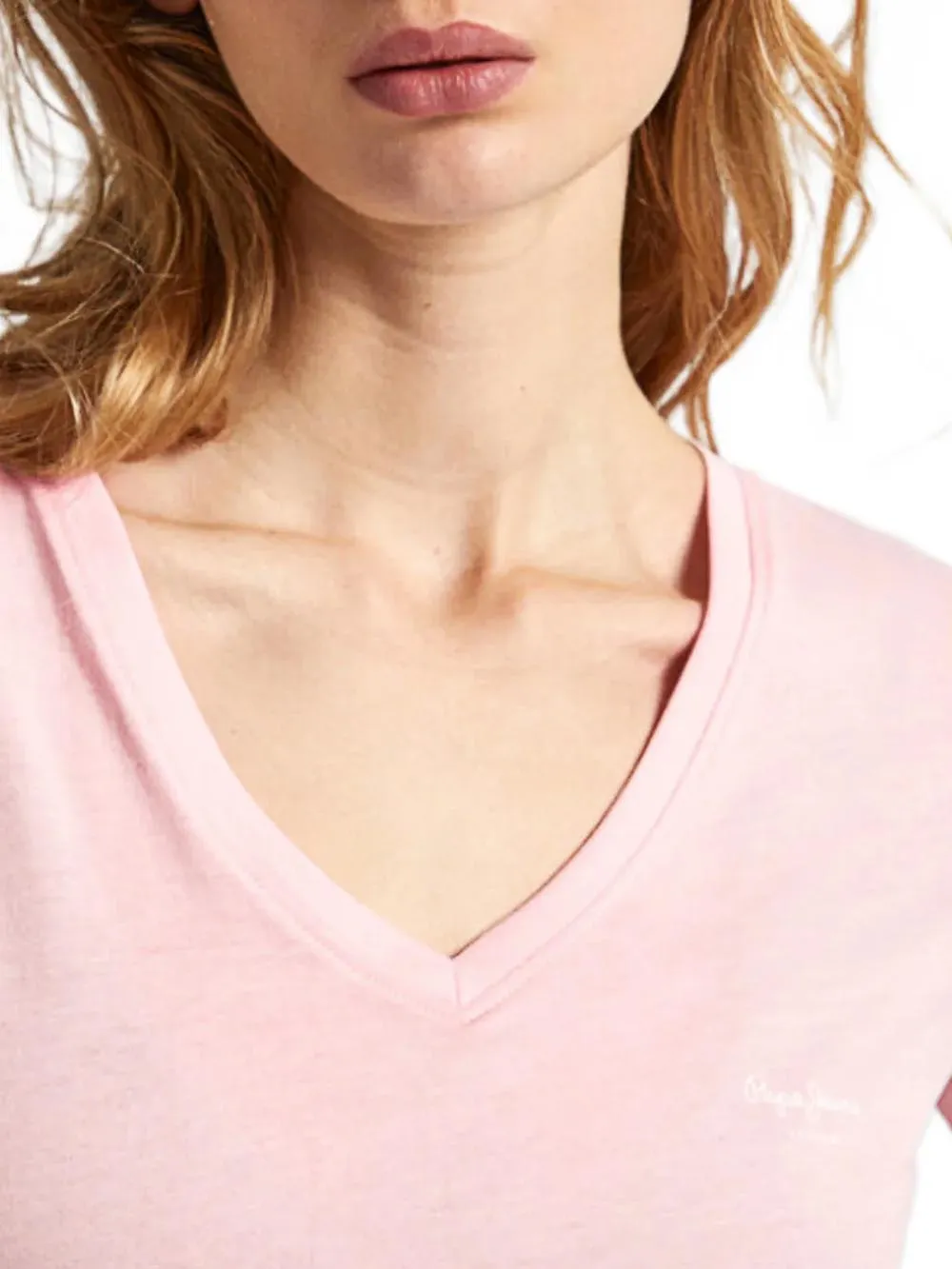 Pink Pepe Jeans T-shirt Lorette V Neck Pink Pl505826