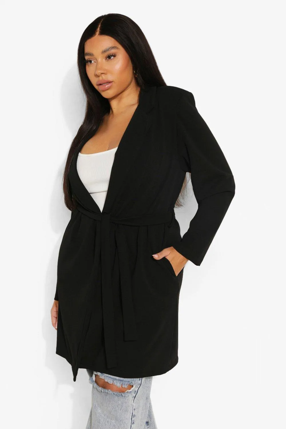 Plus Longline Wrap Blazer