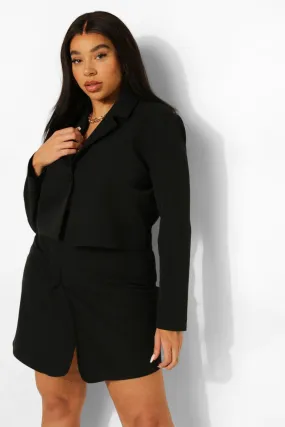 Plus Premium Tailored Crop Wrap Blazer