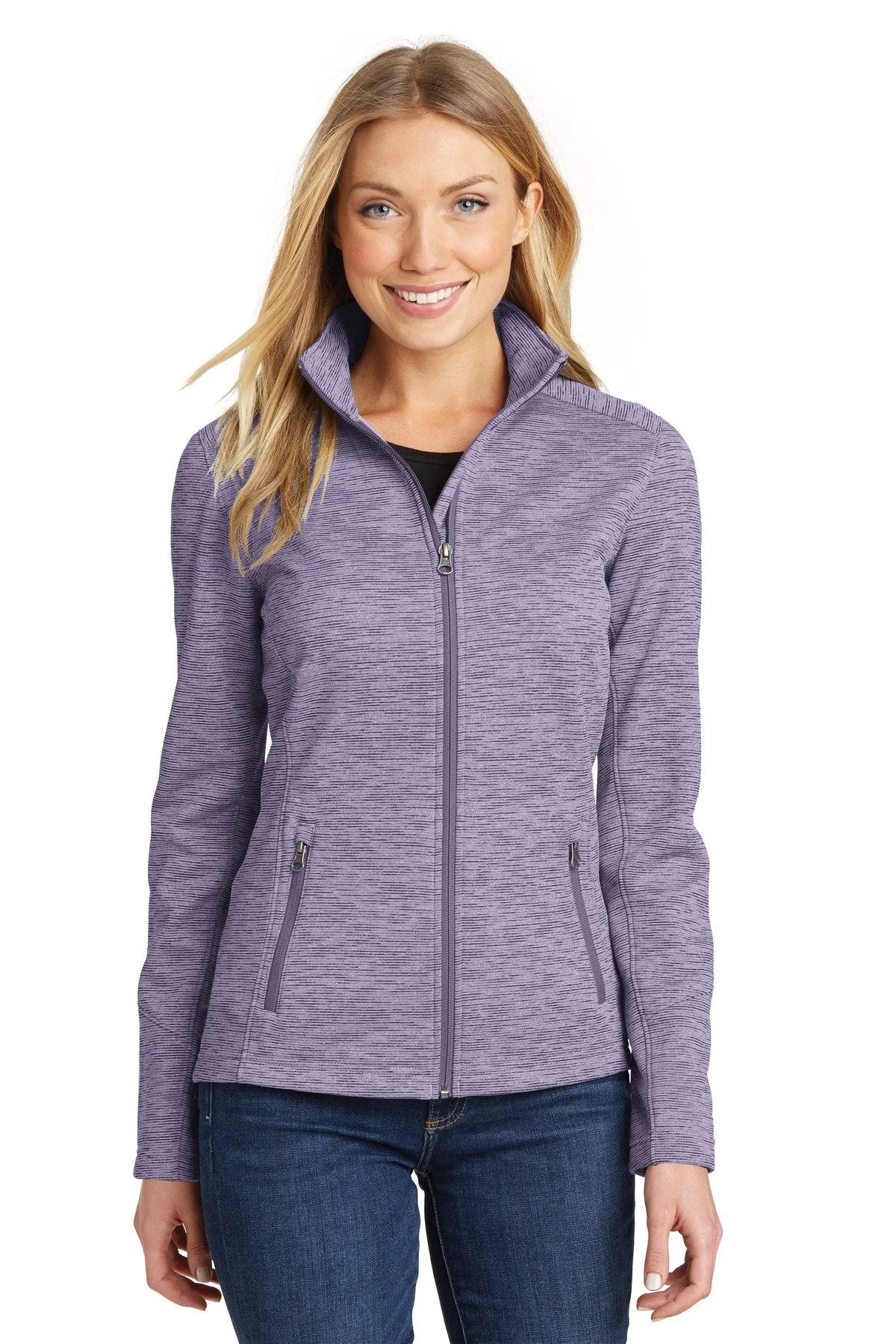 Port Authority Ladies Digi Stripe Fleece Jacket L231 Purple