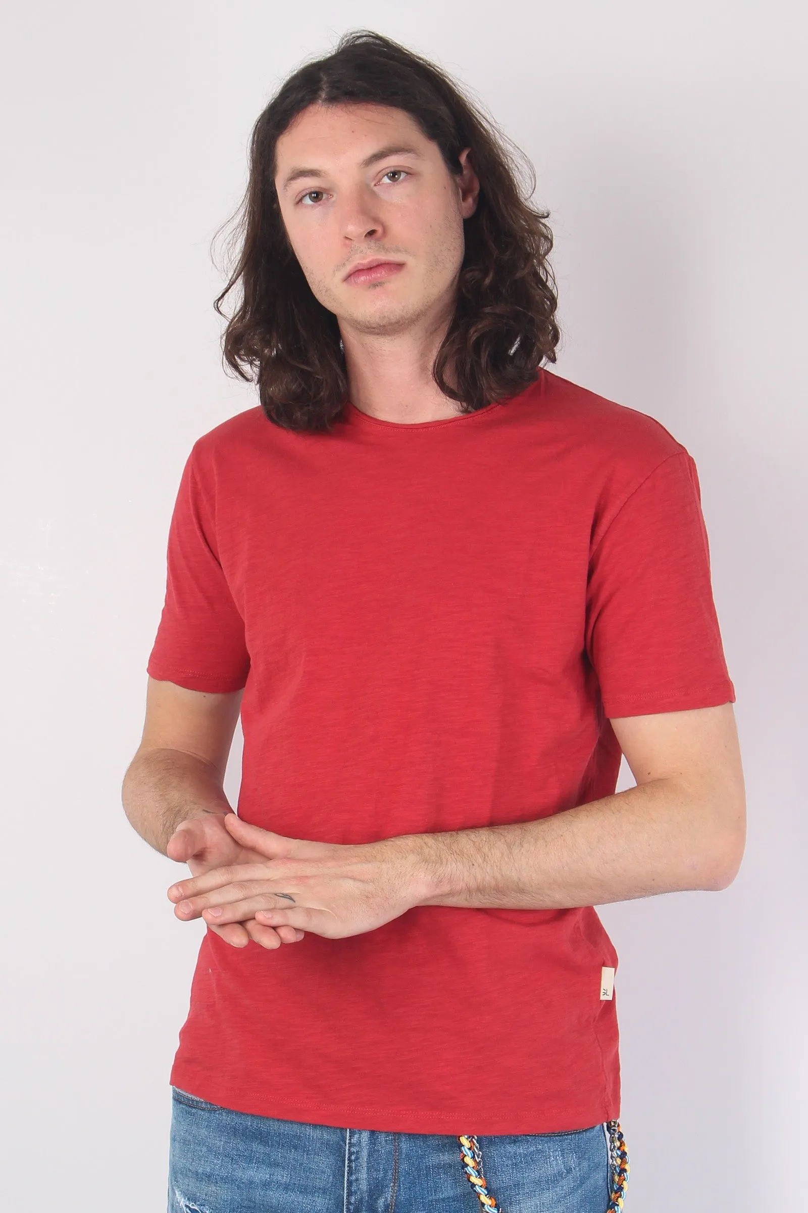 Red Cotton Slub T-shirt