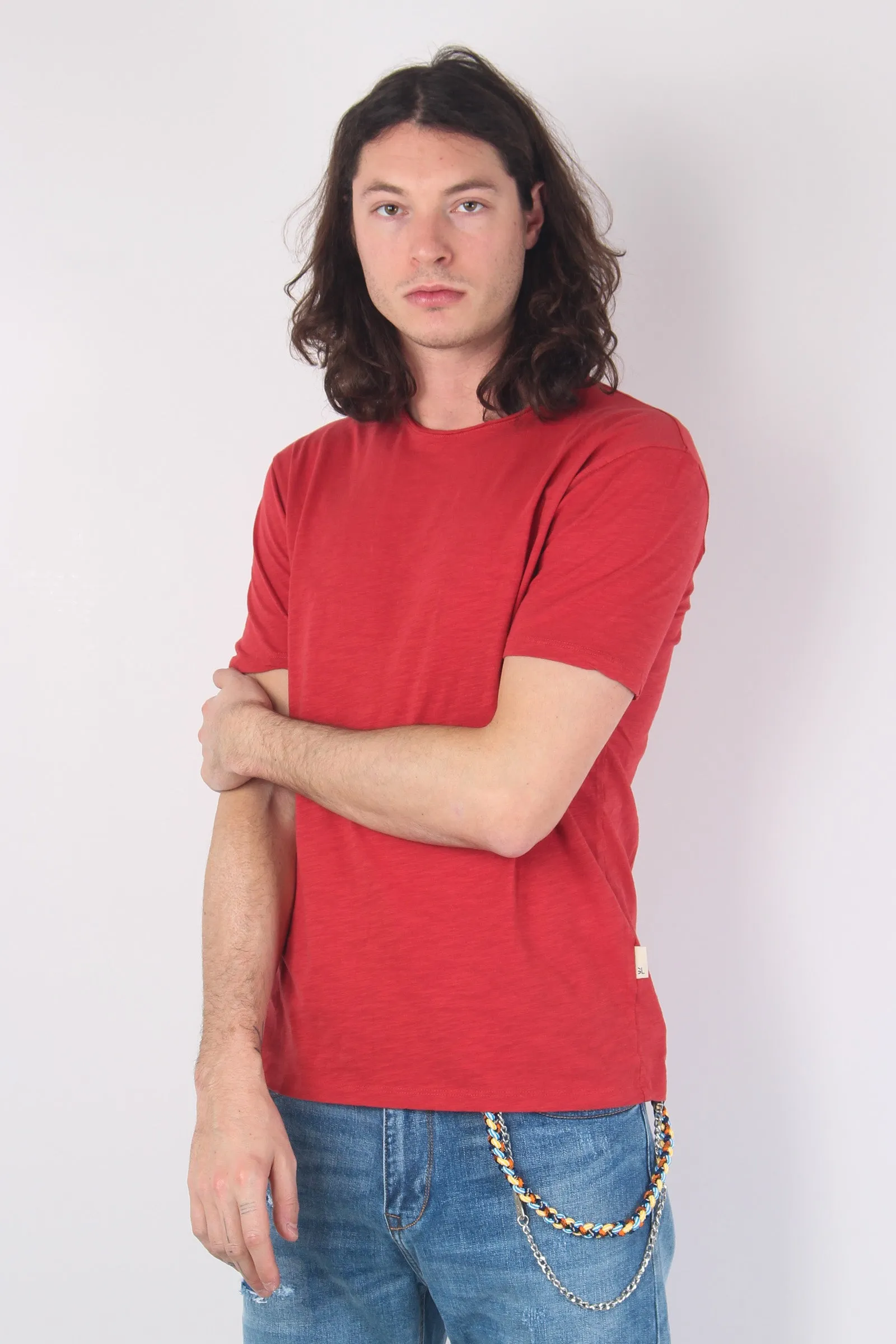 Red Cotton Slub T-shirt