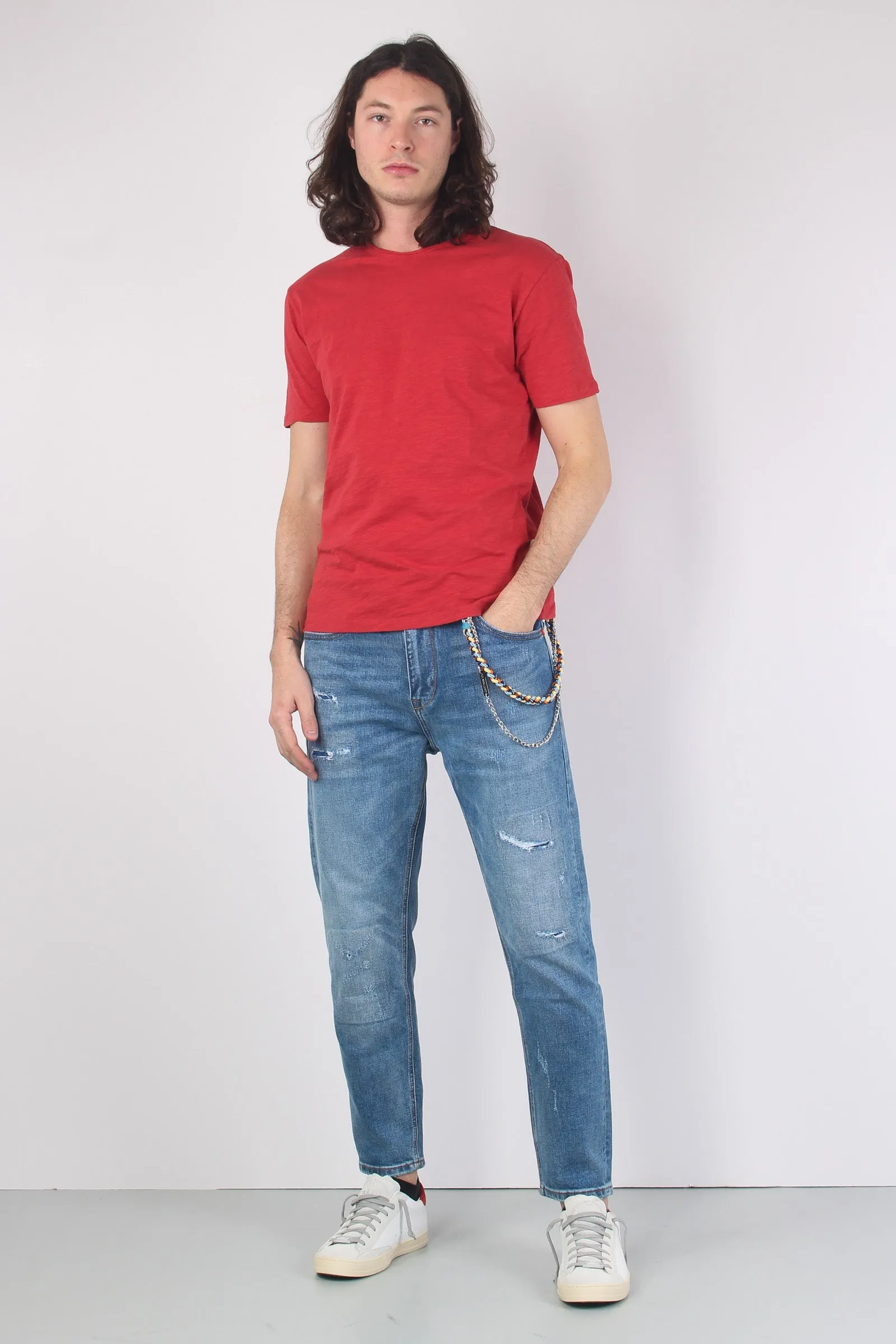 Red Cotton Slub T-shirt