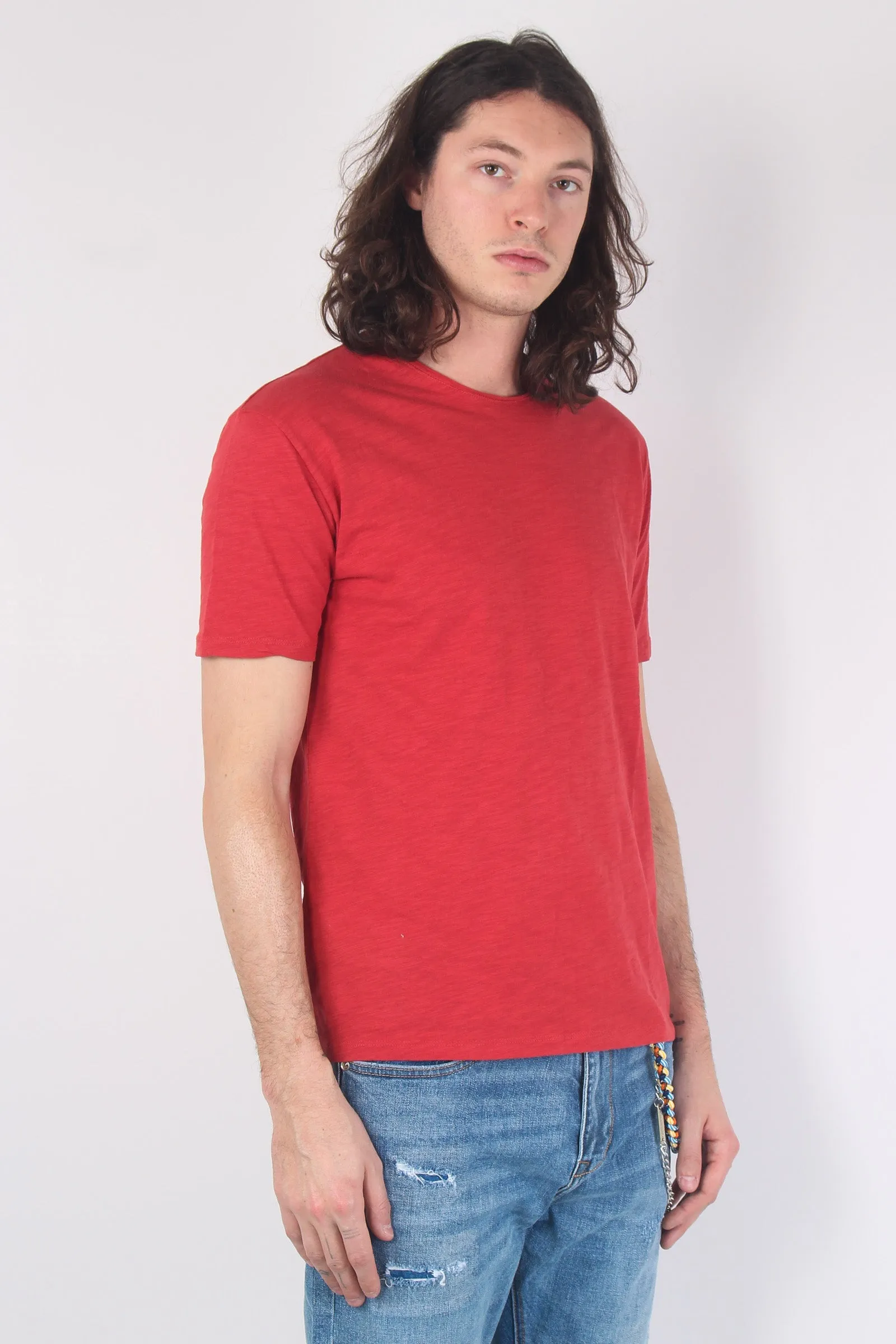 Red Cotton Slub T-shirt