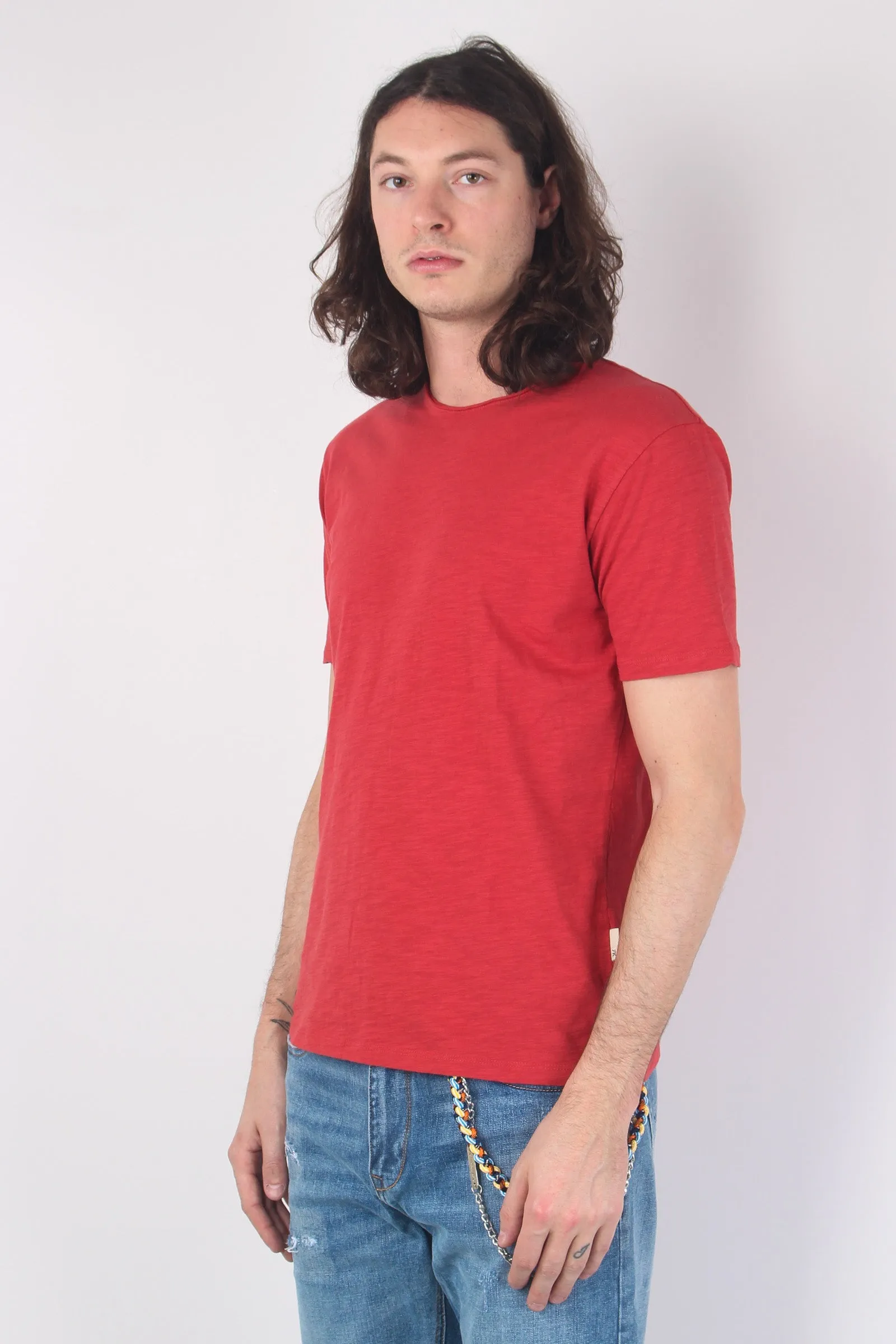 Red Cotton Slub T-shirt