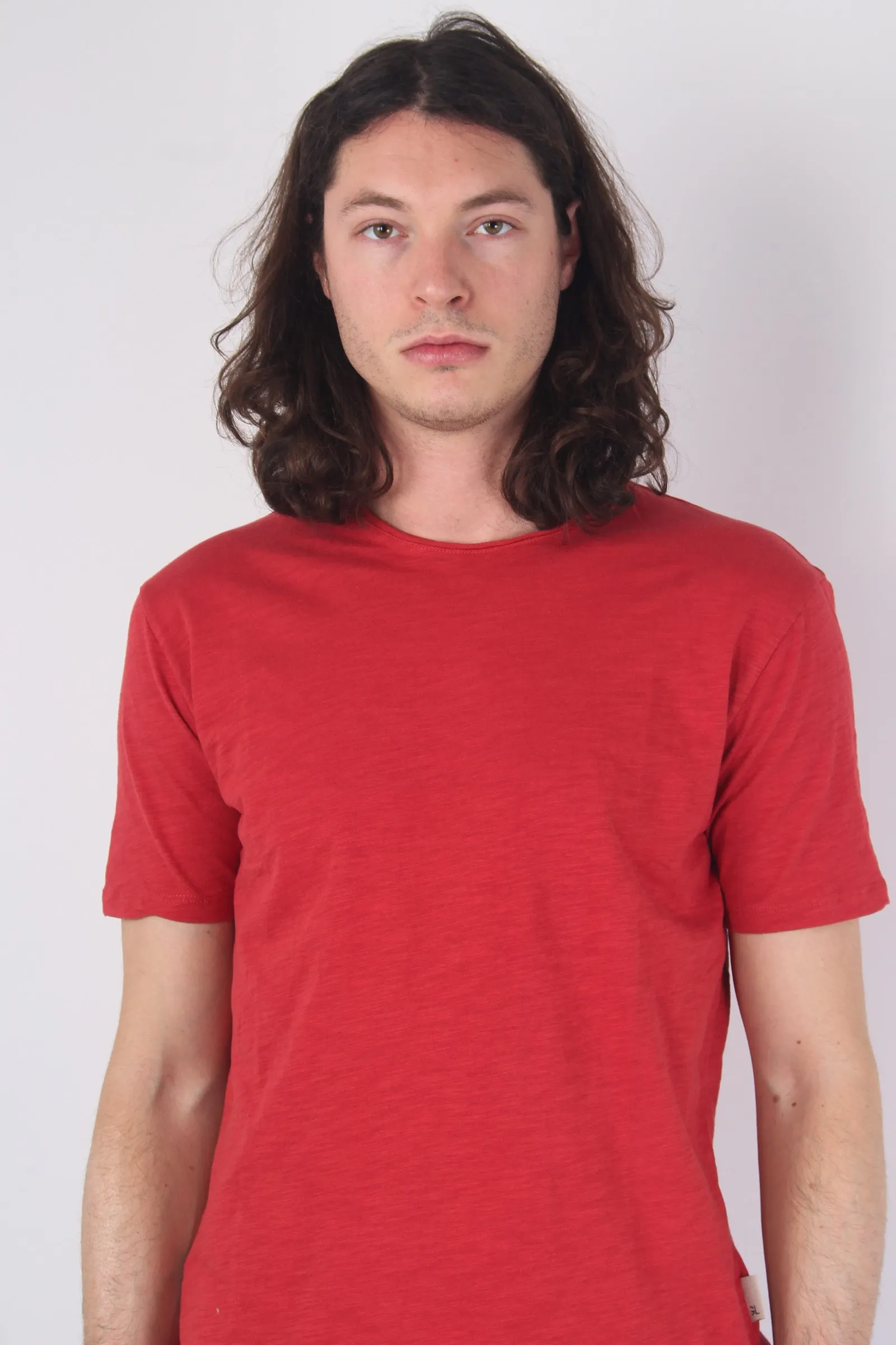 Red Cotton Slub T-shirt