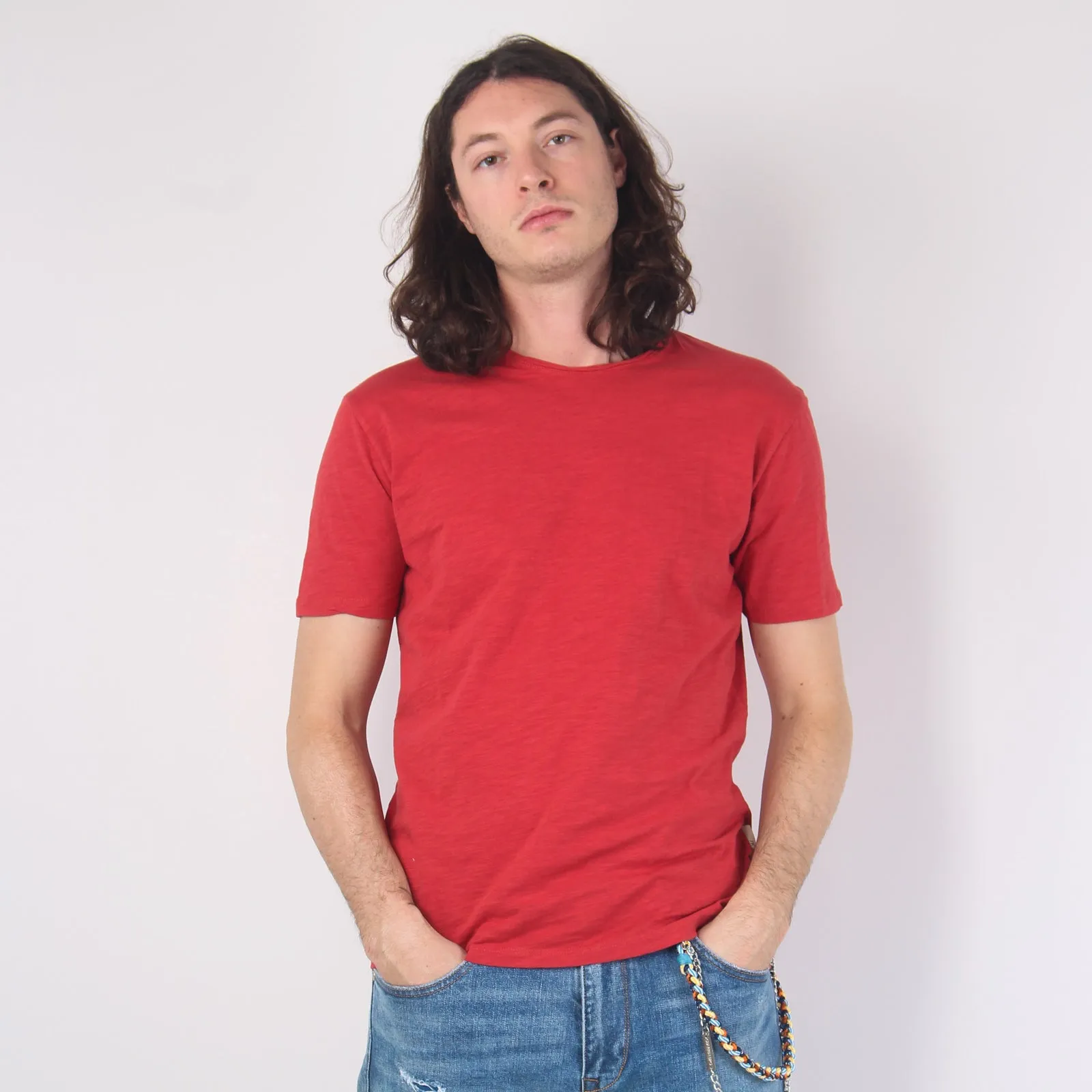 Red Cotton Slub T-shirt