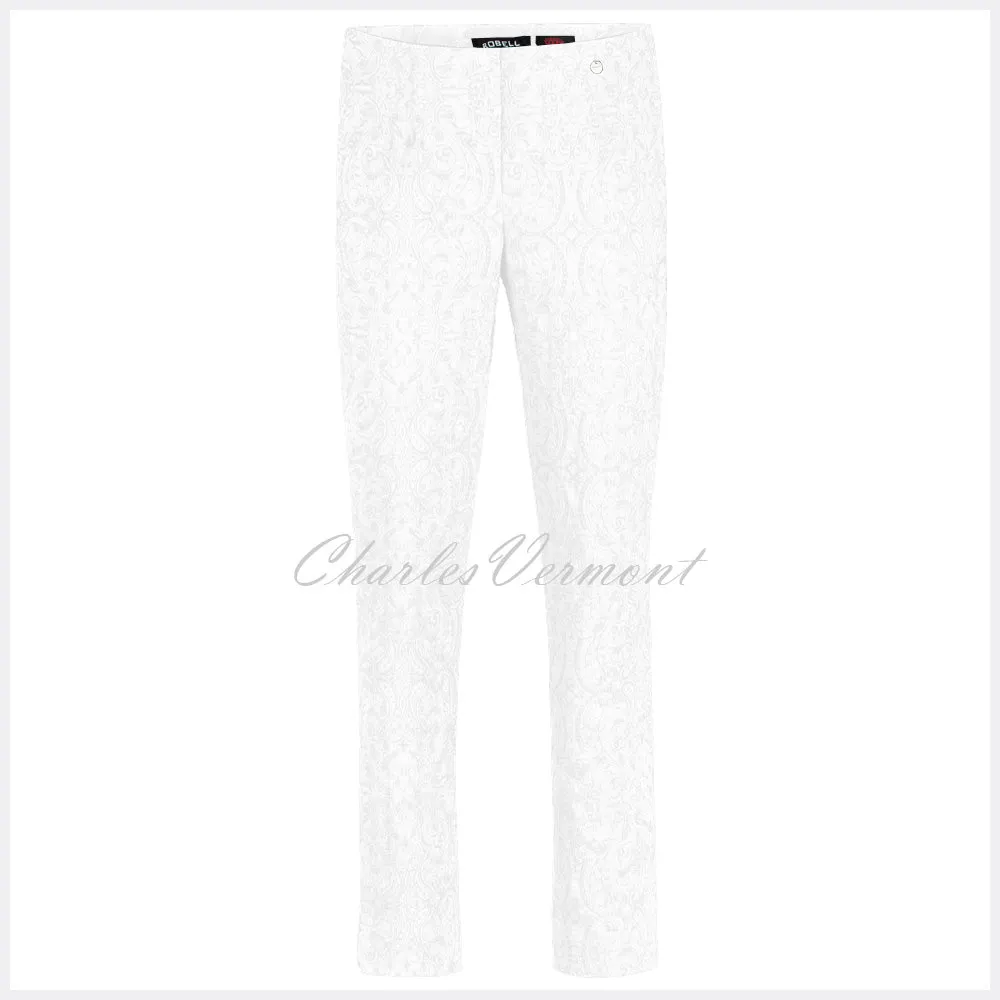 Robell Marie Trouser 51412-54145-10 (White Paisley Jacquard)