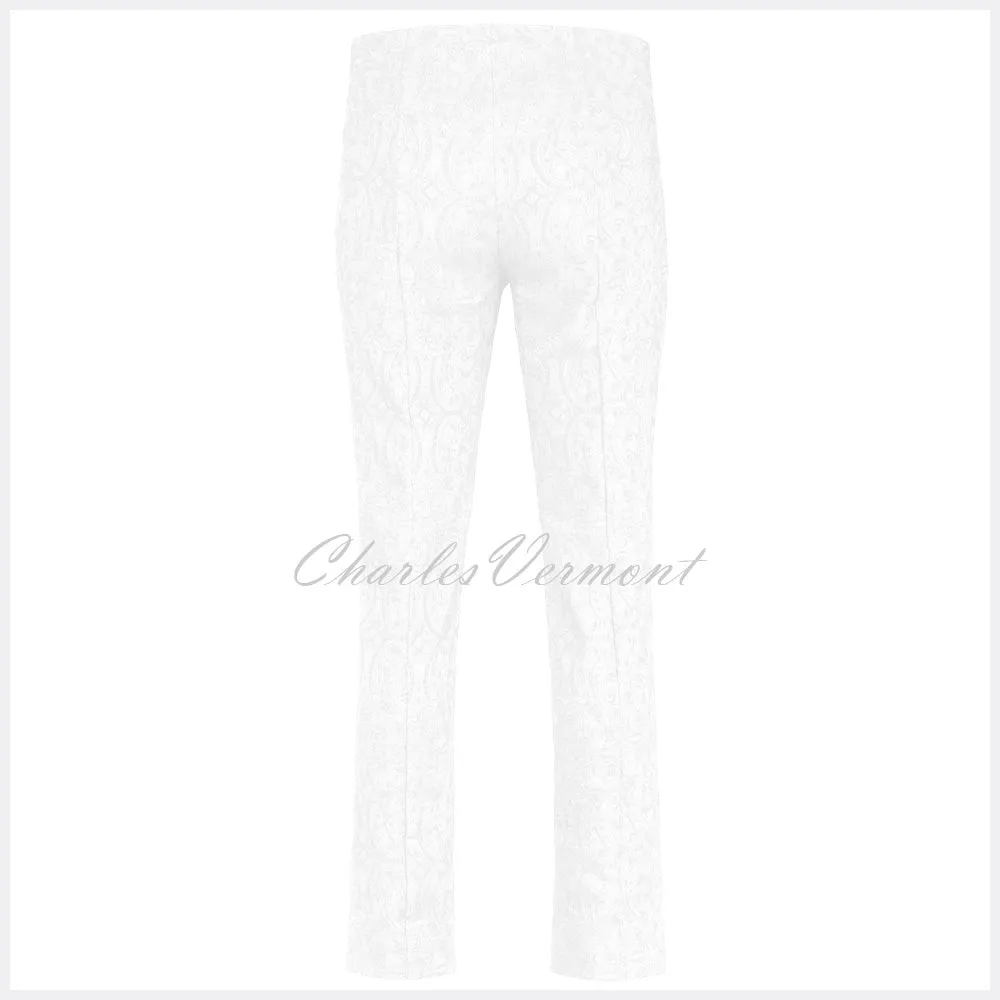 Robell Marie Trouser 51412-54145-10 (White Paisley Jacquard)