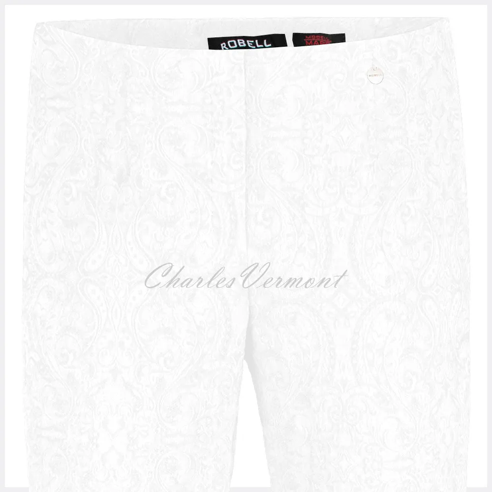 Robell Marie Trouser 51412-54145-10 (White Paisley Jacquard)