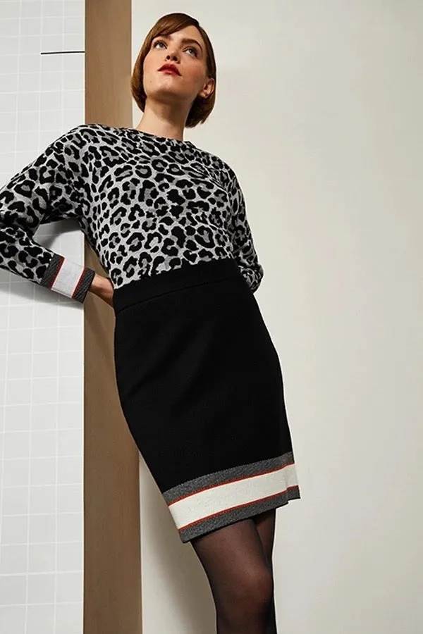 Rodier LEOPARD PRINT ROUND NECK SWEATER