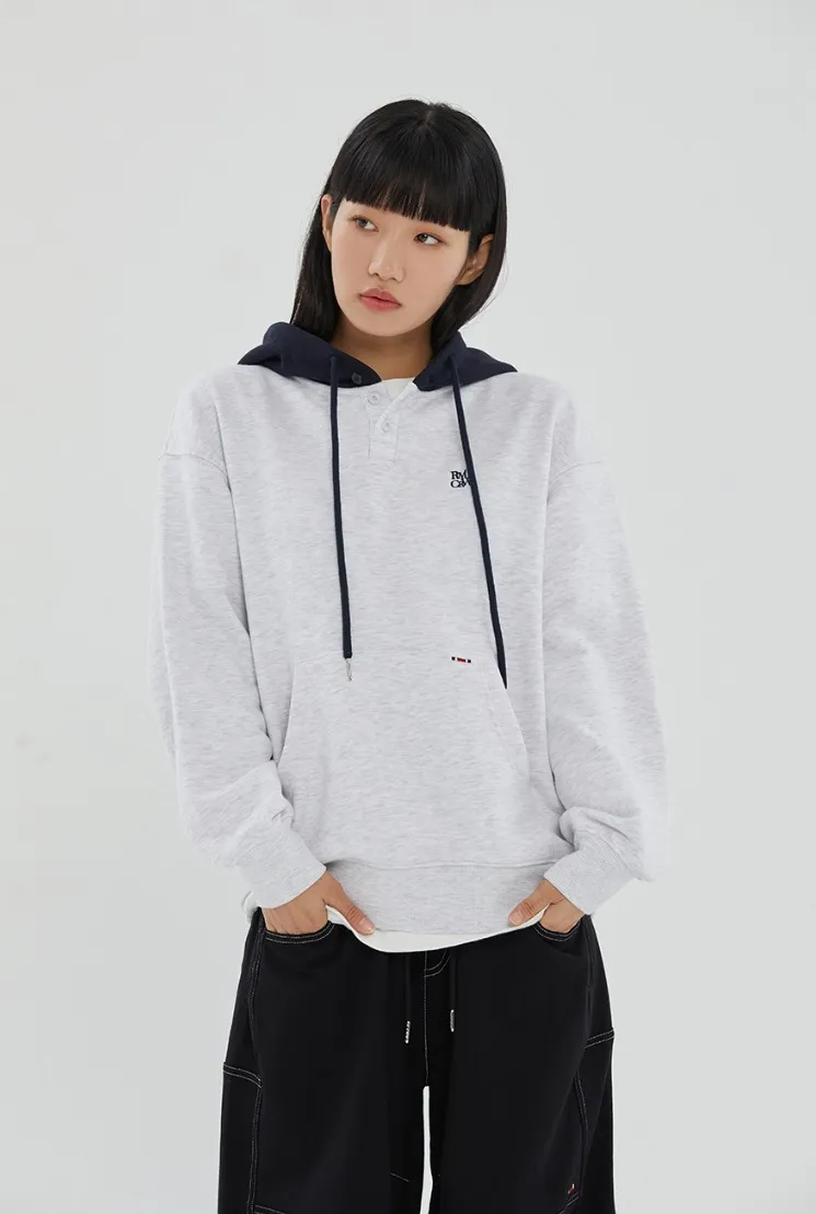 ROMANTIC CROWN - TWO TONE BUTTON HOODIE | Shop Now