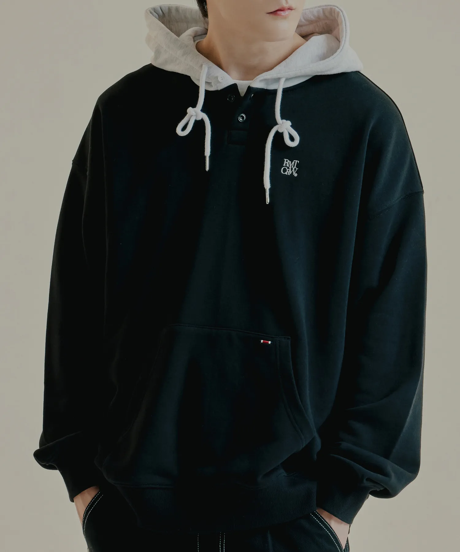 ROMANTIC CROWN - TWO TONE BUTTON HOODIE | Shop Now