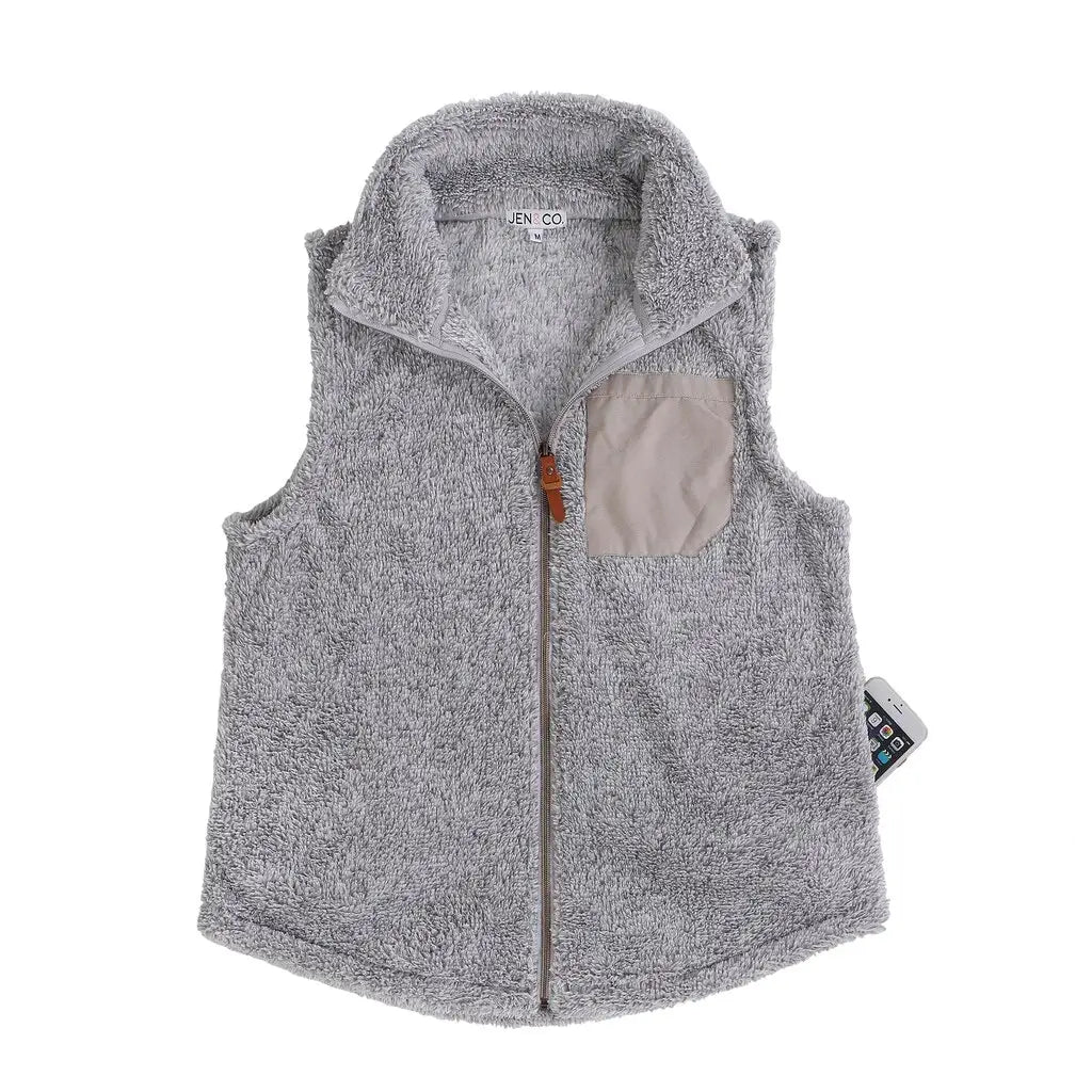 Rue Sherpa Vest with Faux Pocket Patch