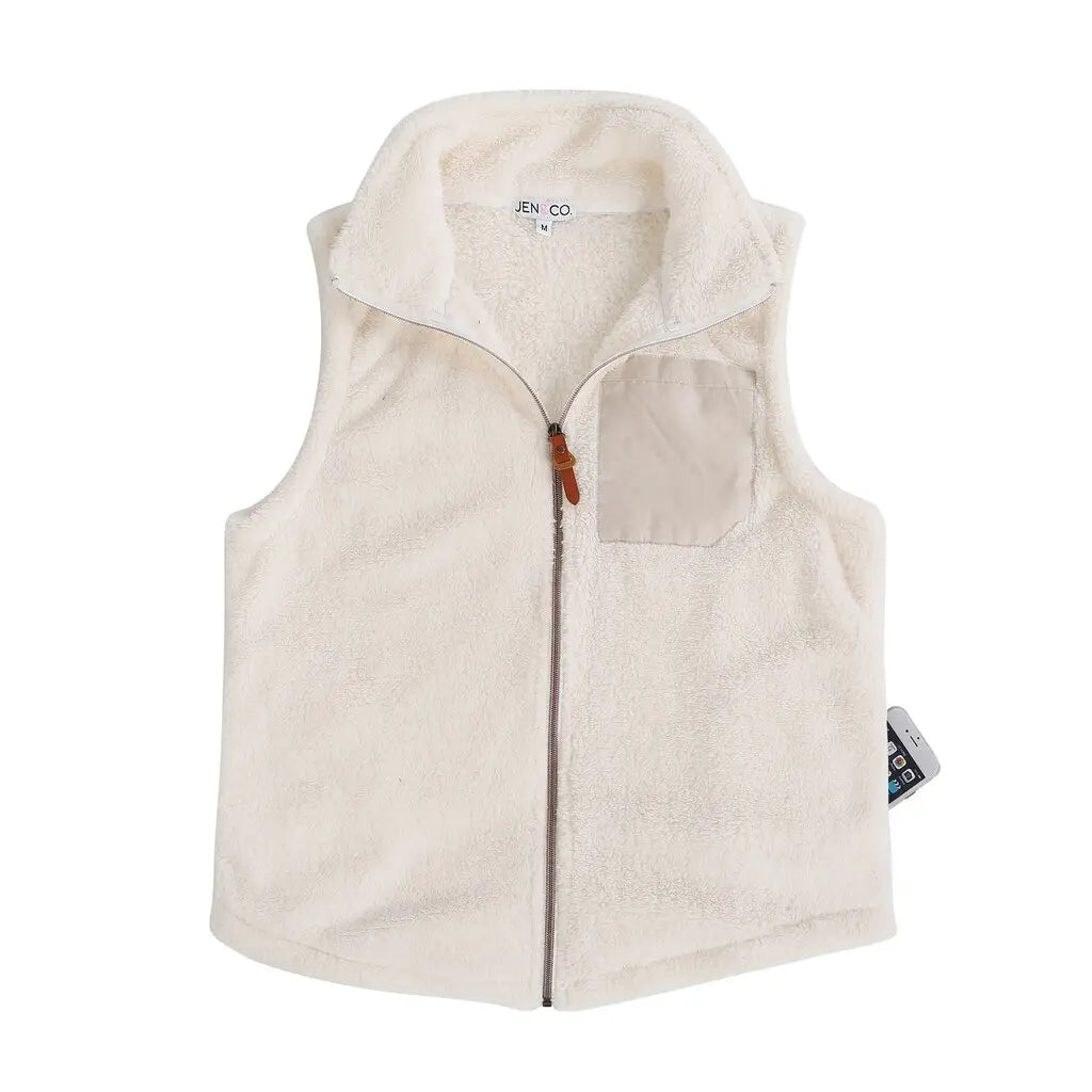 Rue Sherpa Vest with Faux Pocket Patch