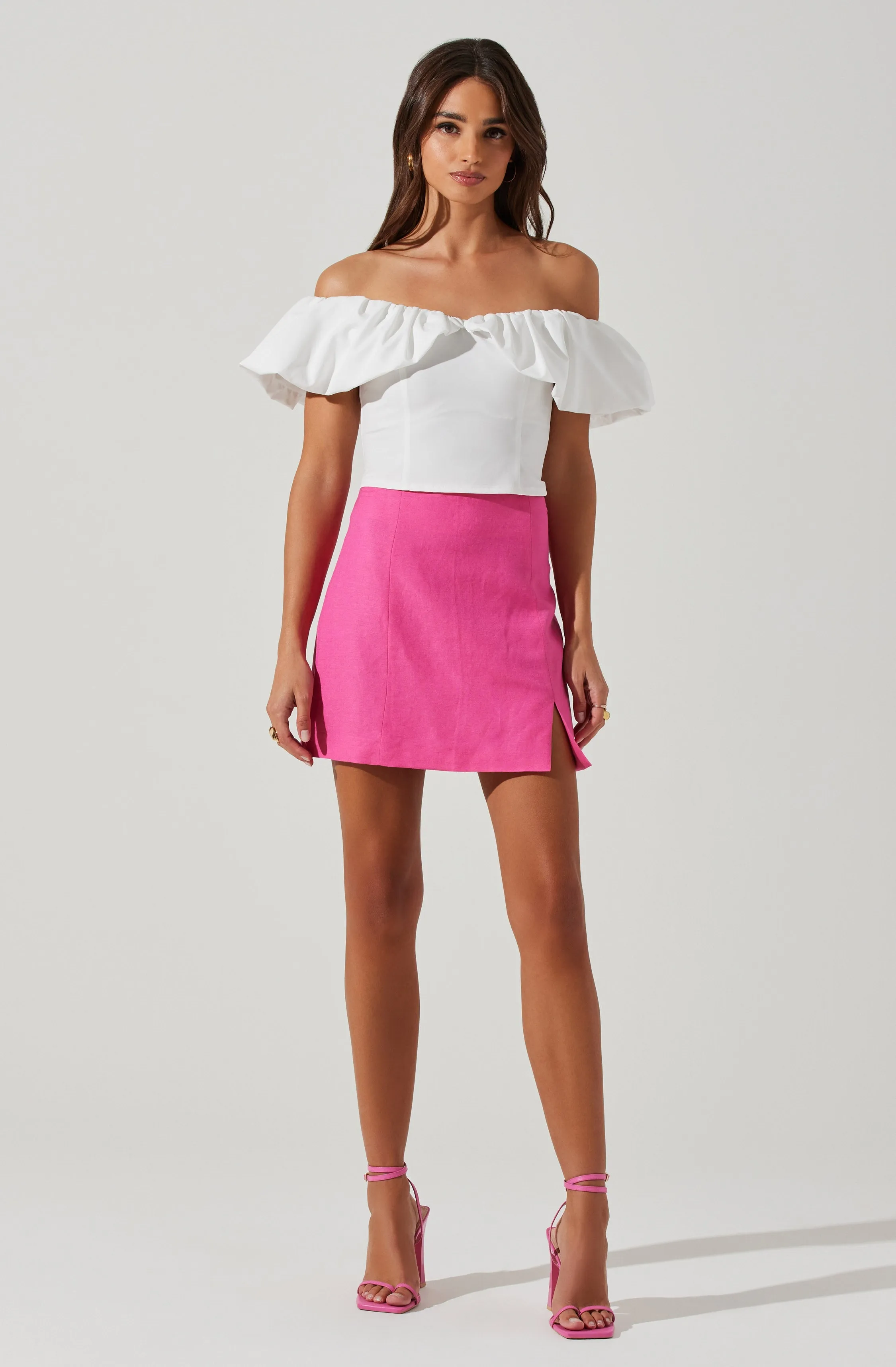 Ruffle Hem Off Shoulder Top