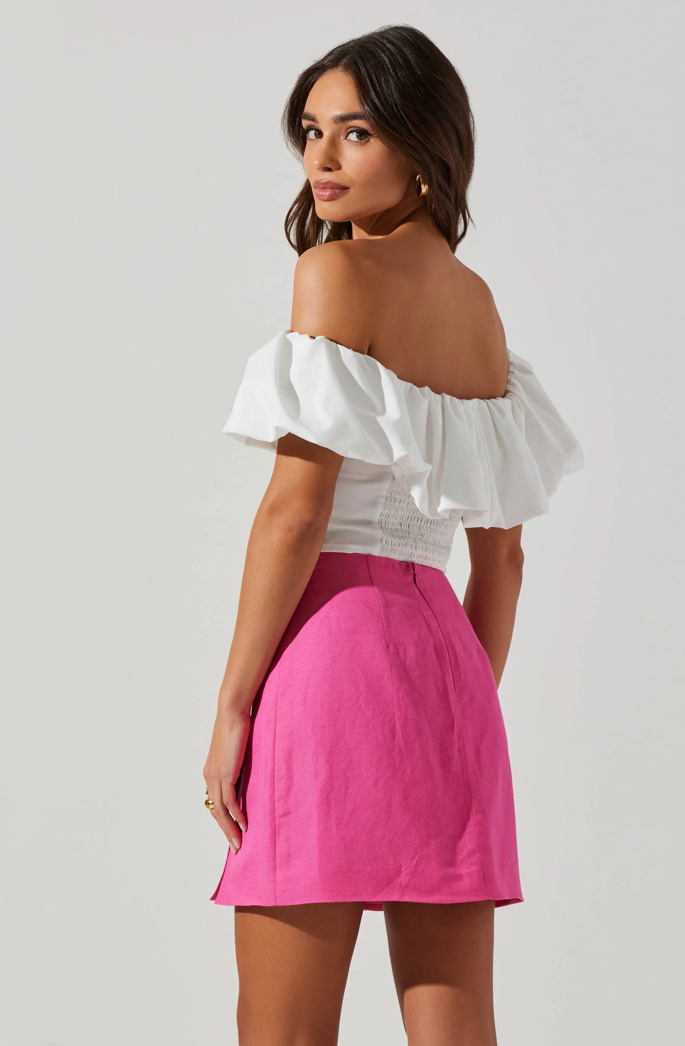 Ruffle Hem Off Shoulder Top