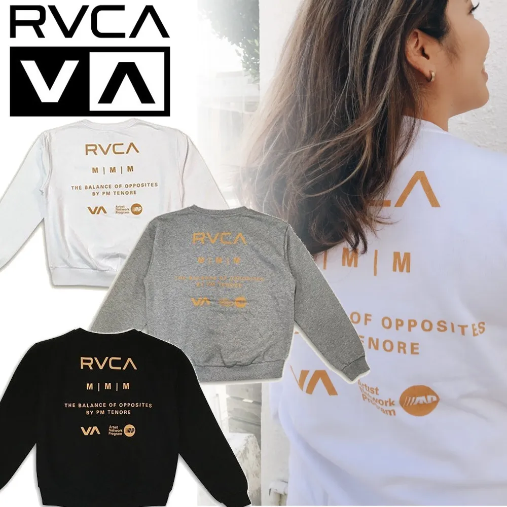 RVCA Plain Logo Long Sleeve Unisex Crew Neck Shirt