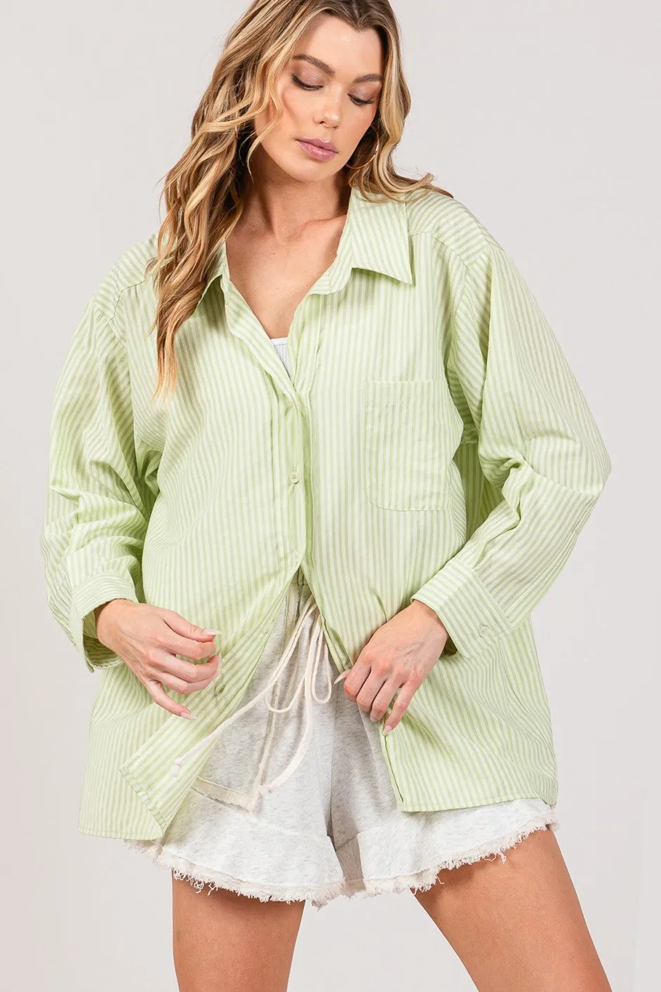 SAGE and FIG Striped Button Up Long Sleeve Shirt