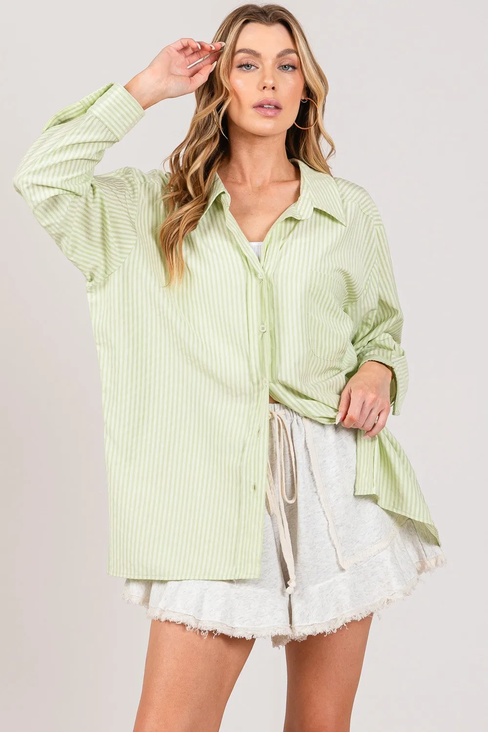 SAGE and FIG Striped Button Up Long Sleeve Shirt