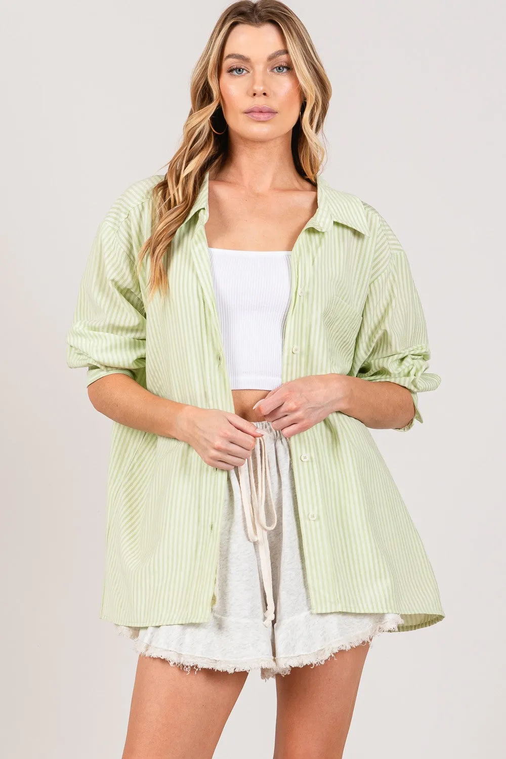 SAGE and FIG Striped Button Up Long Sleeve Shirt