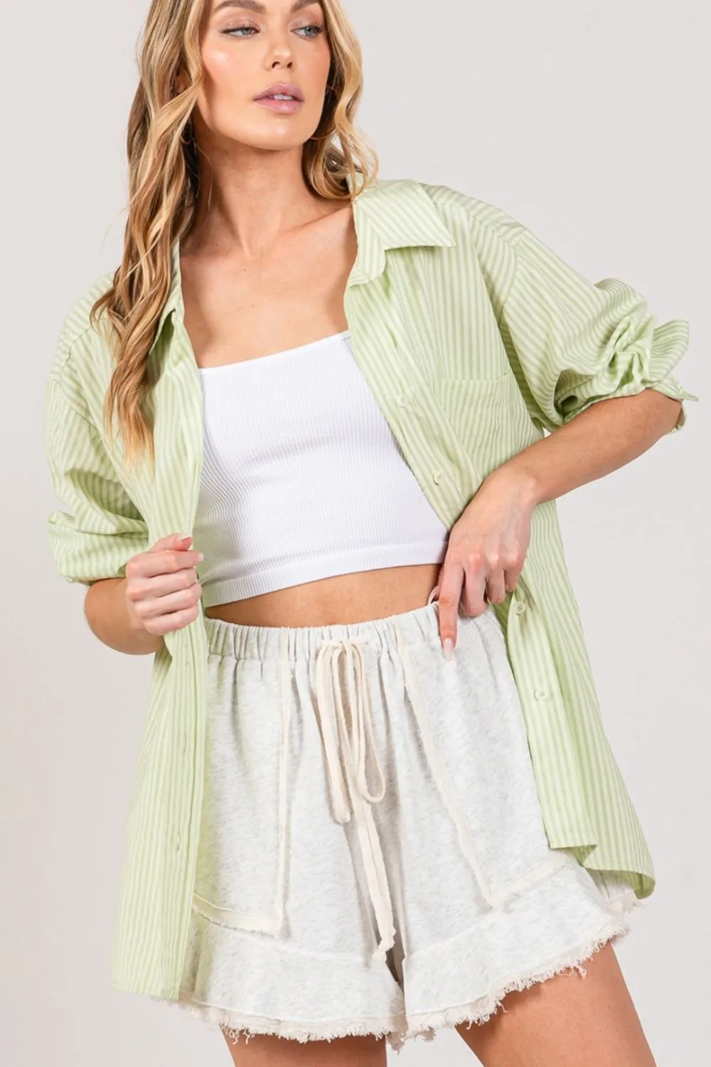 SAGE and FIG Striped Button Up Long Sleeve Shirt