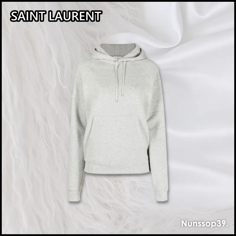 Saint Laurent Long Sleeves Plain Cotton Logo | Street Style