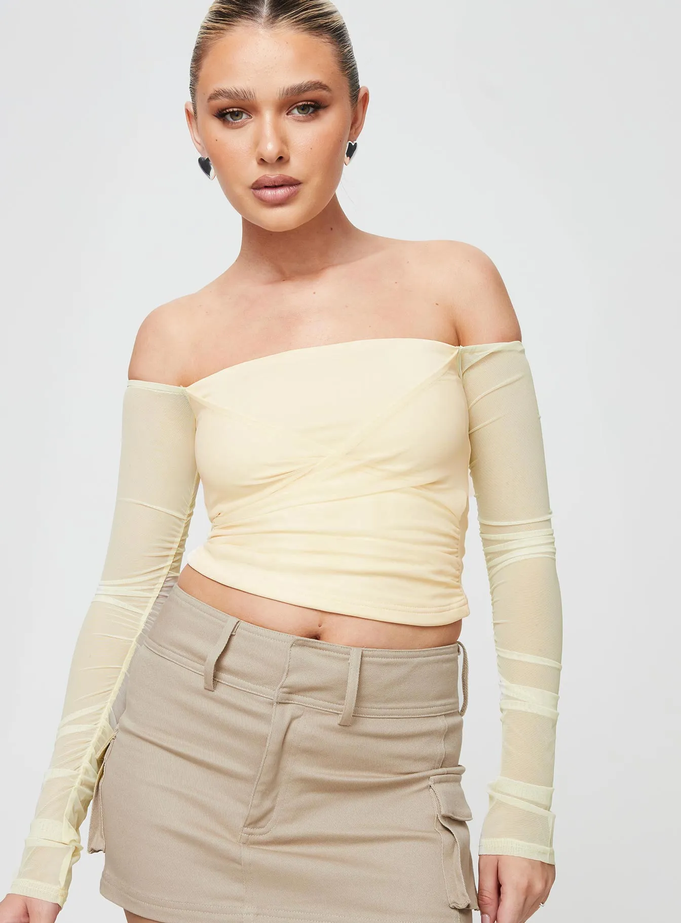 Sallo Yellow Off The Shoulder Top