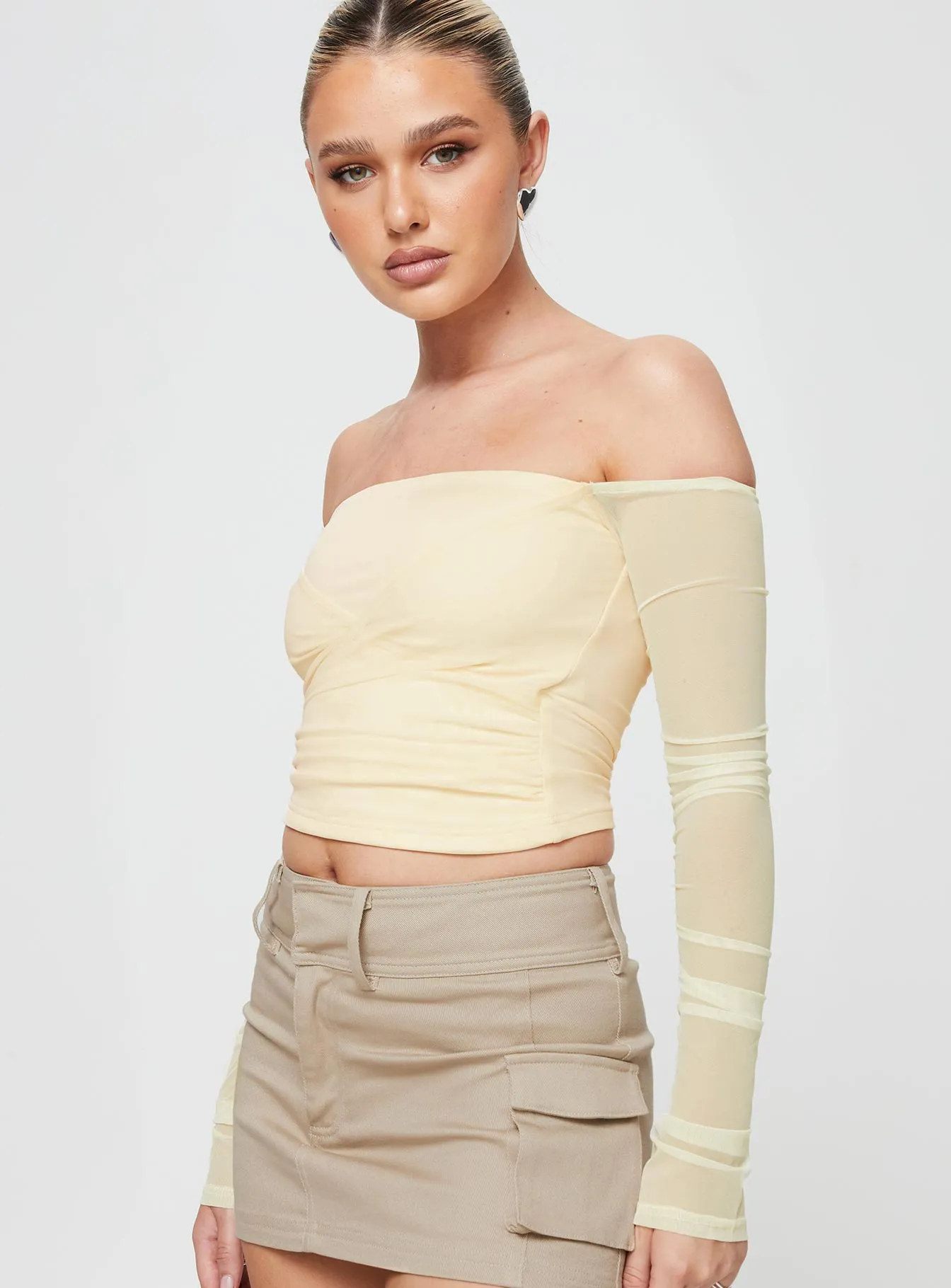 Sallo Yellow Off The Shoulder Top