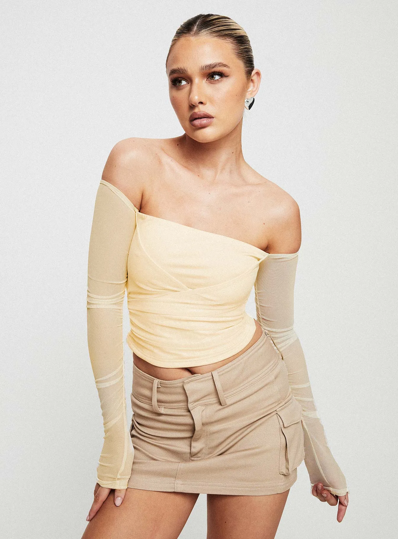 Sallo Yellow Off The Shoulder Top