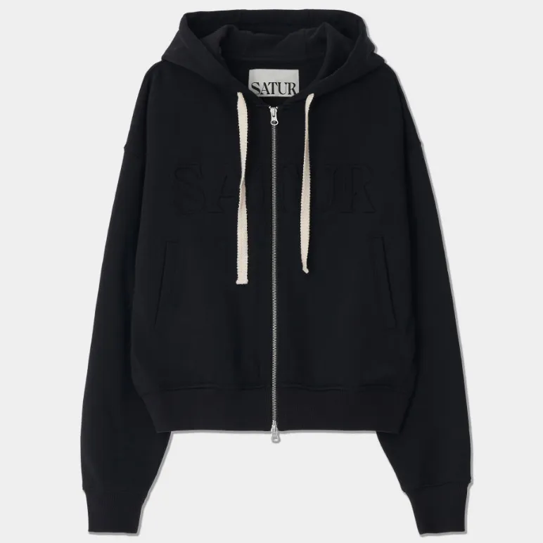 SATUR | Cotton Logo Hoodies & Sweatshirts - Unisex Street Style