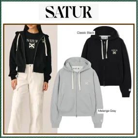 SATUR | Long Sleeve Street Style Logo Hoodies & Sweatshirts