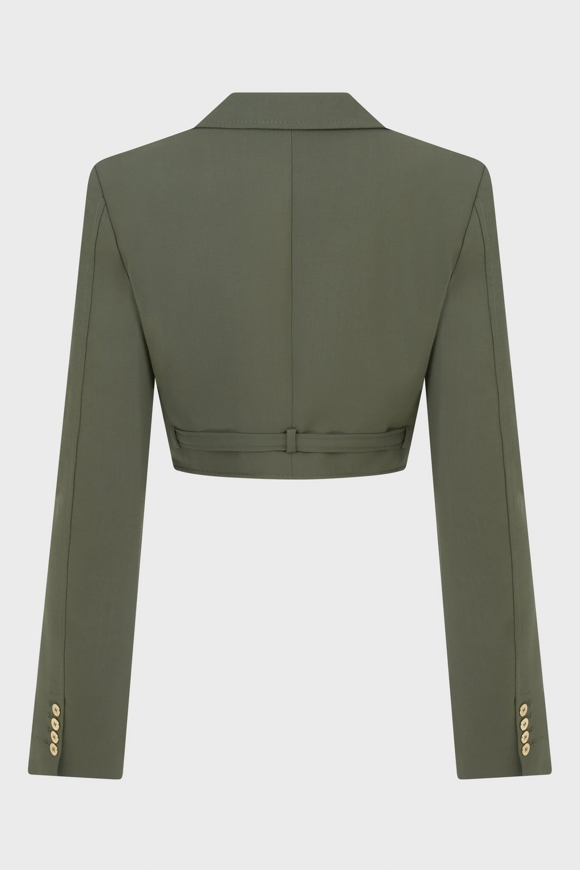 SHADOW GREEN INTERLOCK CROPPED BLAZER