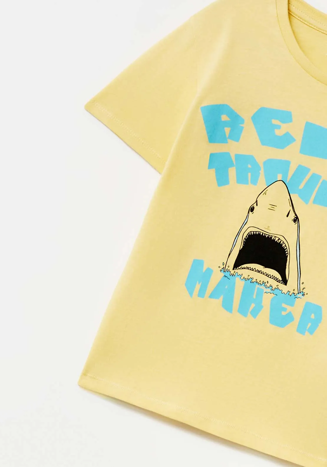 Shark Printed Yellow T-Shirt