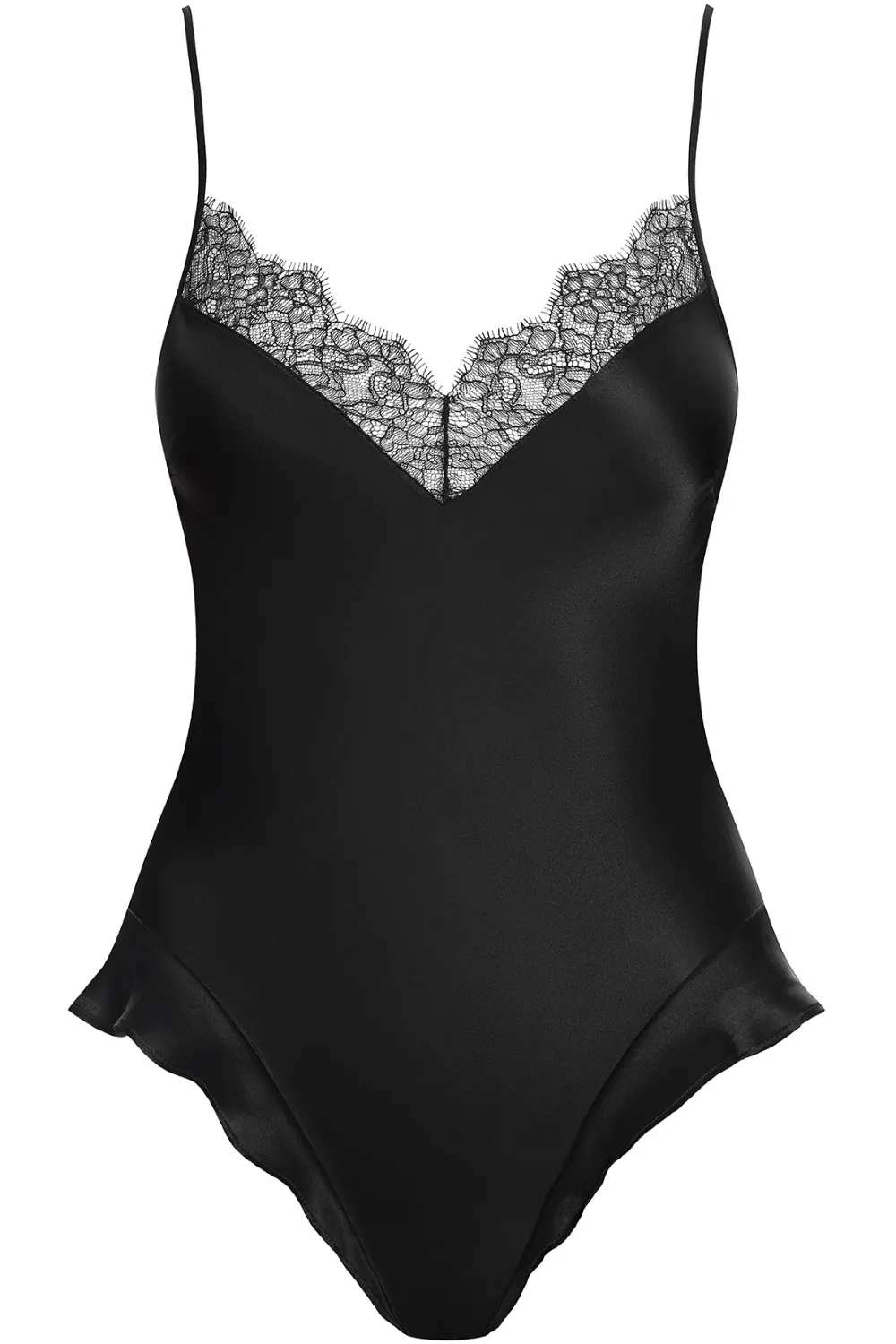 Silk Lace V Neck Thong Bodysuit - Rendez-Vous