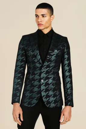 Skinny Houndstooth Single Breasted Blazer