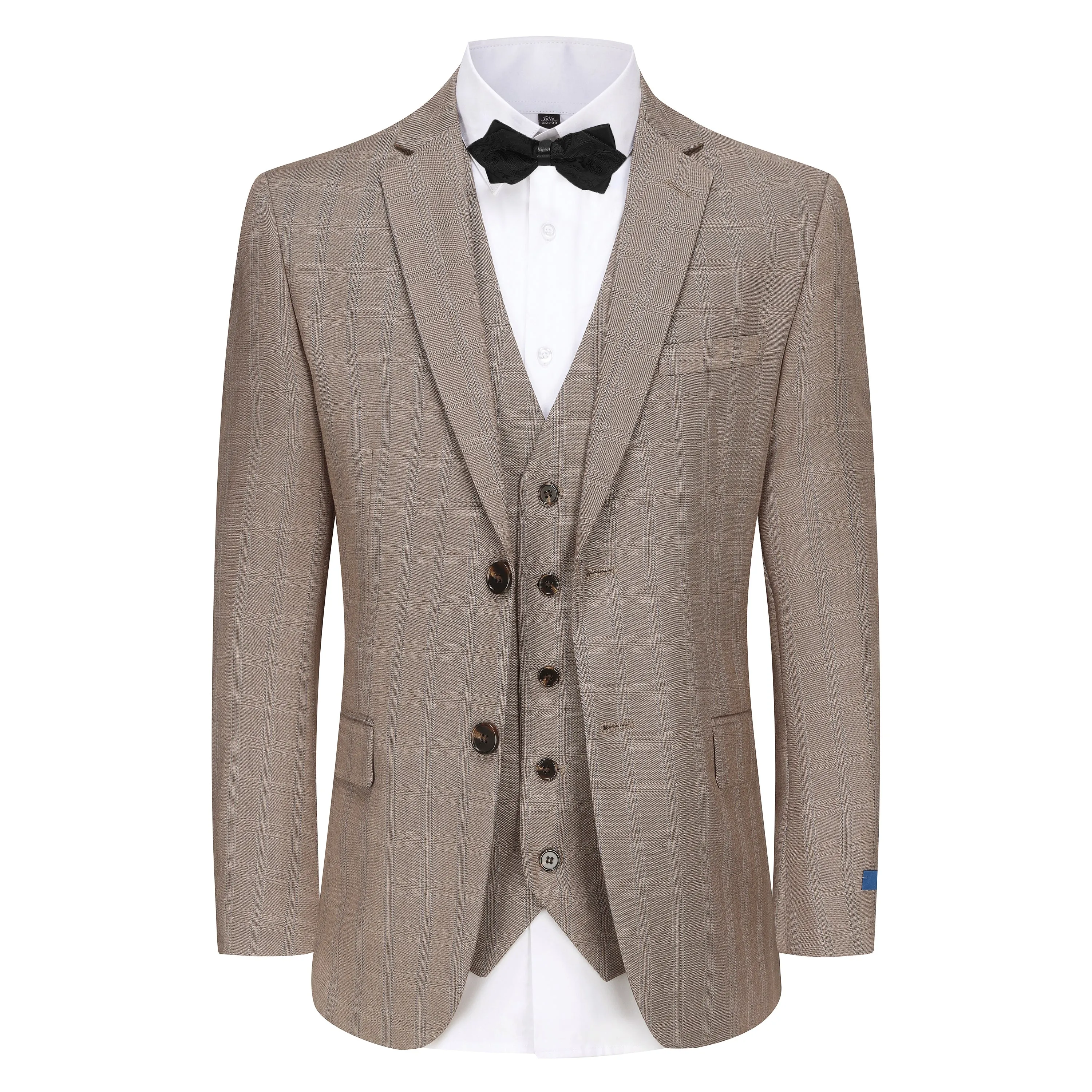 Slim Fit Brown Check Suit